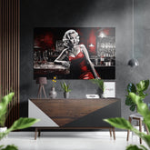 Woman in a Bar Brushed Aluminum Dibond Wall Art.